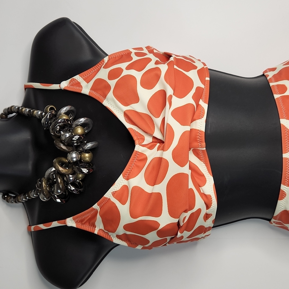 Beachsissi , Orange and creme 2 pc swimsuit, Sz L - Picture 4 of 10